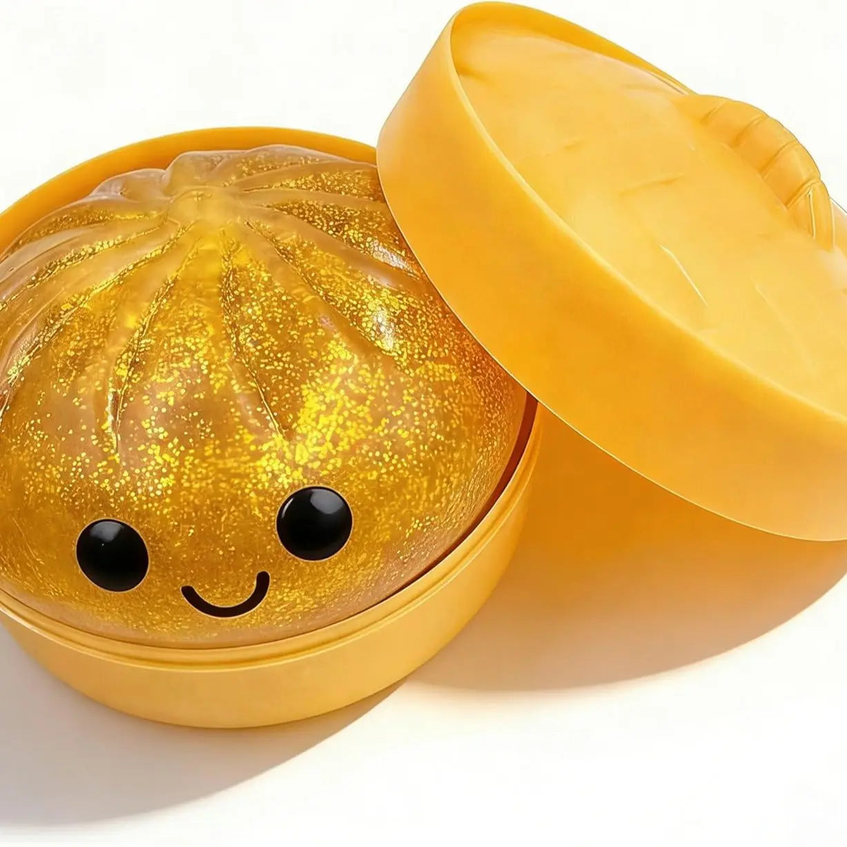 Size3.15*1.97In.2026 New Glitter Dumpling Squishy with Steamer Box, Soft Sensory Fidget Steamed Bun Squeeze Tool for Adult Stress & Anxiety Relief,3.15 Inches in Diameter Cute Office Desk Decor and Relaxing Accessory