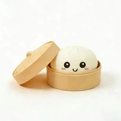 Size3.15*1.97In.2026 New Glitter Dumpling Squishy with Steamer Box, Soft Sensory Fidget Steamed Bun Squeeze Tool for Adult Stress & Anxiety Relief,3.15 Inches in Diameter Cute Office Desk Decor and Relaxing Accessory