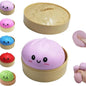 Size3.15*1.97In.2026 New Glitter Dumpling Squishy with Steamer Box, Soft Sensory Fidget Steamed Bun Squeeze Tool for Adult Stress & Anxiety Relief,3.15 Inches in Diameter Cute Office Desk Decor and Relaxing Accessory