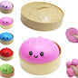 Size3.15*1.97In.2026 New Glitter Dumpling Squishy with Steamer Box, Soft Sensory Fidget Steamed Bun Squeeze Tool for Adult Stress & Anxiety Relief,3.15 Inches in Diameter Cute Office Desk Decor and Relaxing Accessory