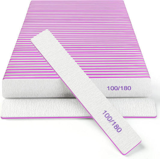 Professional nails Files (30 Pack), 100/180 Grit Double Sided Emery Boards for Natural & Acrylic Nails, Reusable Manicure for Women & Men, Professional Fingernail Filer & Lima De Uñas for Salon & Home Use