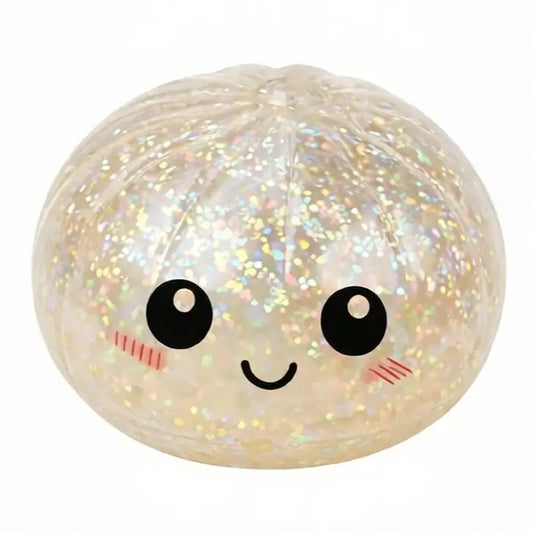 Size3.15*1.97In.2026 New Glitter Dumpling Squishy with Steamer Box, Soft Sensory Fidget Steamed Bun Squeeze Tool for Adult Stress & Anxiety Relief,3.15 Inches in Diameter Cute Office Desk Decor and Relaxing Accessory