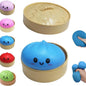 Size3.15*1.97In.2026 New Glitter Dumpling Squishy with Steamer Box, Soft Sensory Fidget Steamed Bun Squeeze Tool for Adult Stress & Anxiety Relief,3.15 Inches in Diameter Cute Office Desk Decor and Relaxing Accessory